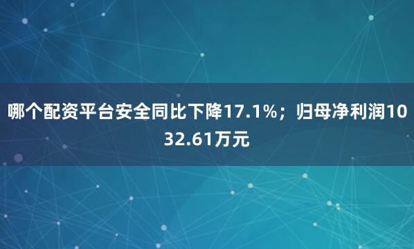 哪个配资平台安全同比下降17.1%；归母净利润1032.61万元